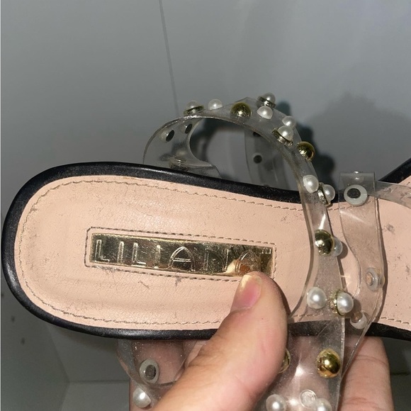 pearl heels Black heels embellished heels clear heels strappy heels - Picture 3 of 8